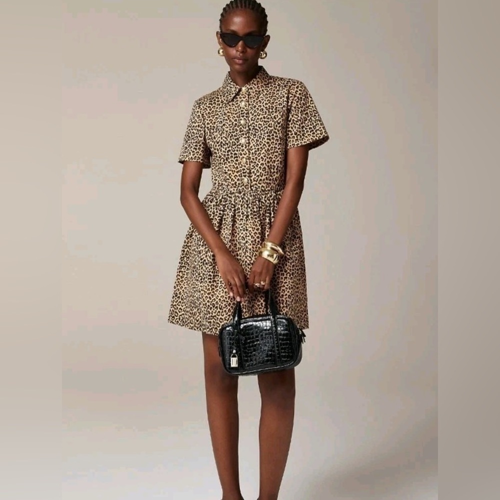 J. Crew A Line Shirt Dress in Leopard Chino for Women